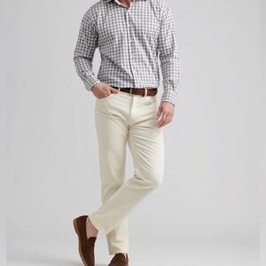 Peter Millar Men's Size 38x34 Superior Corduroy Five-Pocket Pants Ivory MF24B29